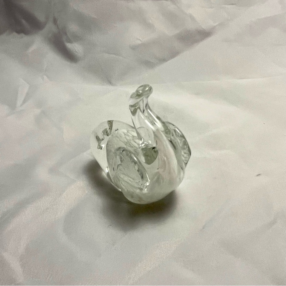 Art Glass White Glass Elephant Figurine Paper Weight EUC, Trunk Up, EUC